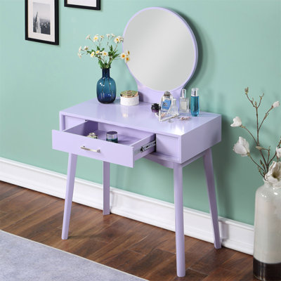 Maly Contemporary Wood Vanity And Stool Set