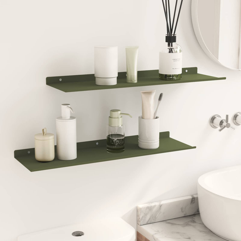 Steel Floating Shelf, Olive Green