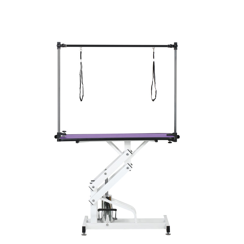 42.5INCH HYDRAULIC PET GROOMING TABLE WITH "H" ARM PURPLE, Purple