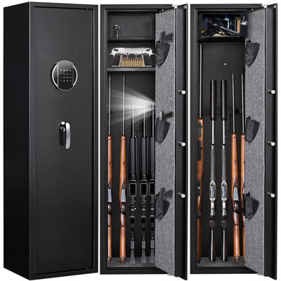 57.09'' Gun Safe, Quick Access Safe For Pistols, Rifles & Shotguns With Lcd Screen Keypad And Silent Mode