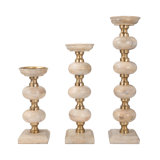 Modern Neutral Sumpter Wood Candle Sticks, Set of 3 - 6" x 6" x 23"