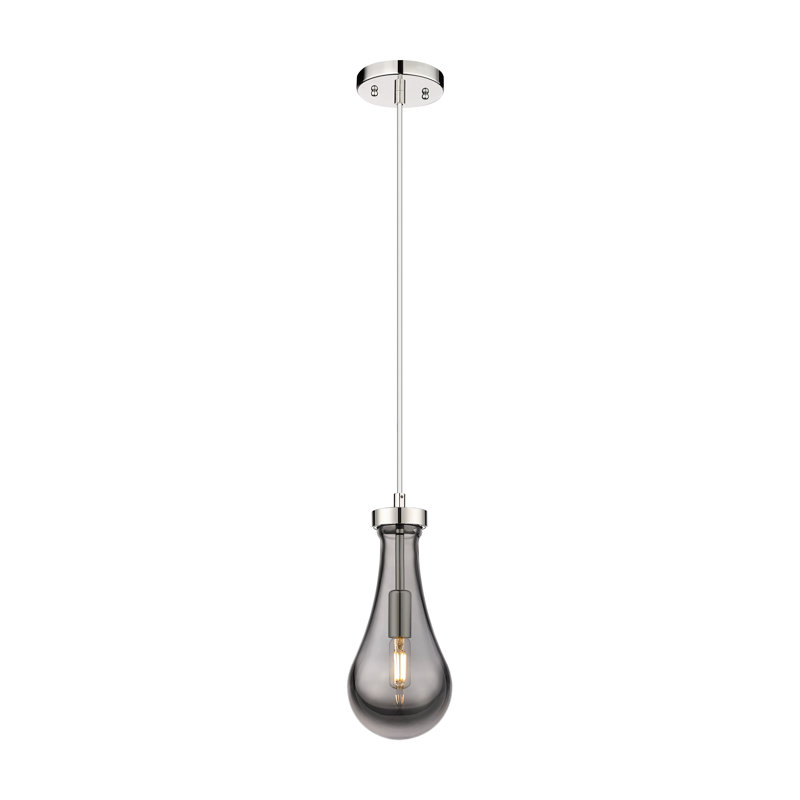 Luminaire suspendu à 1 lumière Owego, Plaqué couleur fumée, Nickel poli, H 12,13 po x l 5,13 po x P 5,13 po