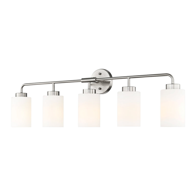 Éclairage de meuble-lavabo rétro à intensité variable, abat-jour en verre, 5 lumières, H 10,8 po x l 36,9 po x P 6,2 po