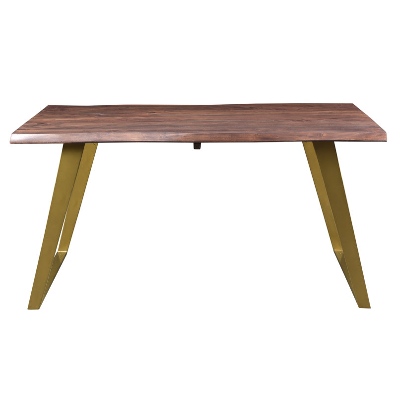Table de salle à manger Brooklawn Sheesham, H 30 po x L 60 po x l 36 po, Or, Brun