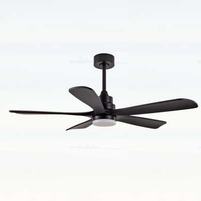 52-inch Modern Ceiling Fan with 5 Solid Wood Blades, Remote Control, Reversible DC Motor, 6 Speeds, 3CCT Dimmable Light