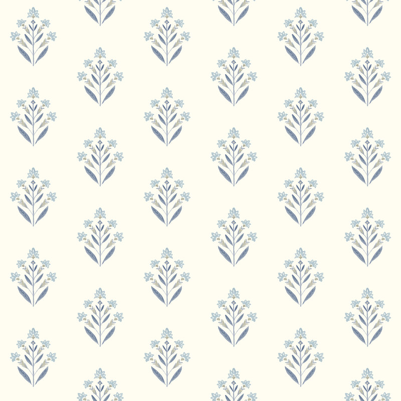Tenny Prepasted Floral Double Roll, Blue