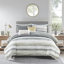 Literie en seersucker jaune double / grand - 8 pièces avec édredon, bourre de coussins décoratifs texturés à rayures aquarelle, gris et motif-118650018-118650020