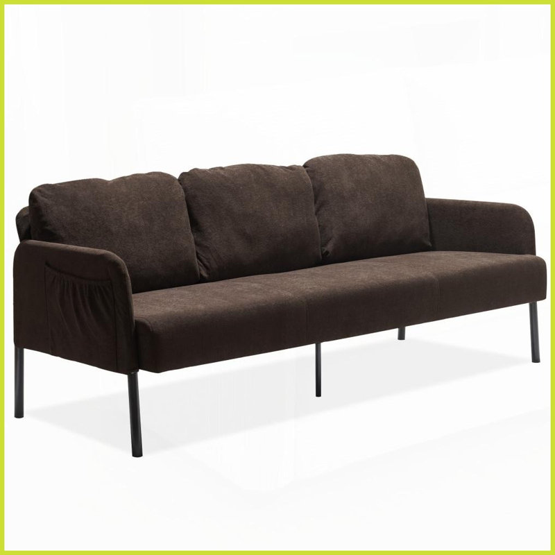 Canapé moderne en polyester 3 places - Confort compact pour les petits salons, les chambres et Bureaux, Brun