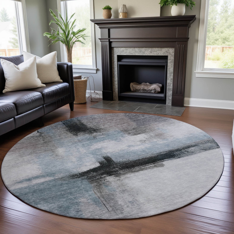 Premium Machine Washable Wayne AMF1097 Modern Rug, Round 8'