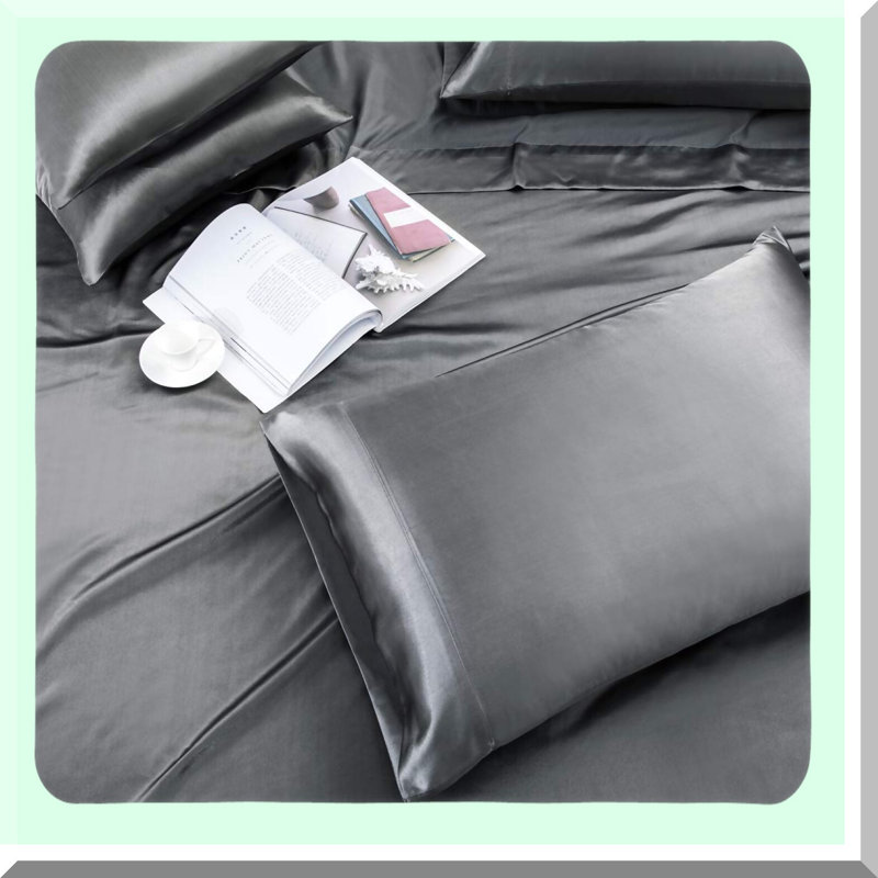 Luxury Grey Silky Smooth Queen Size Sheet Set - 6 Piece Deep Pocket Bedding Bundle with Fitted Sheet, Flat Sheet, and 4 Pillowcases