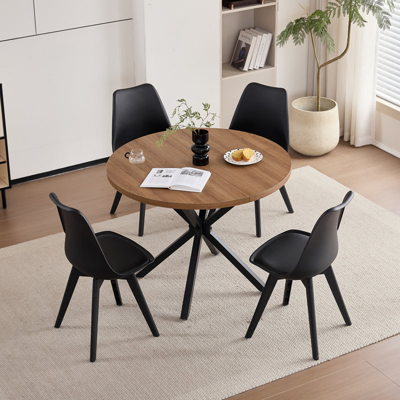 Modern Minimalist Dining Chair – Kitchen Chair with Padded Seat and Plastic Legs (Set of 4), Black, Set of 6