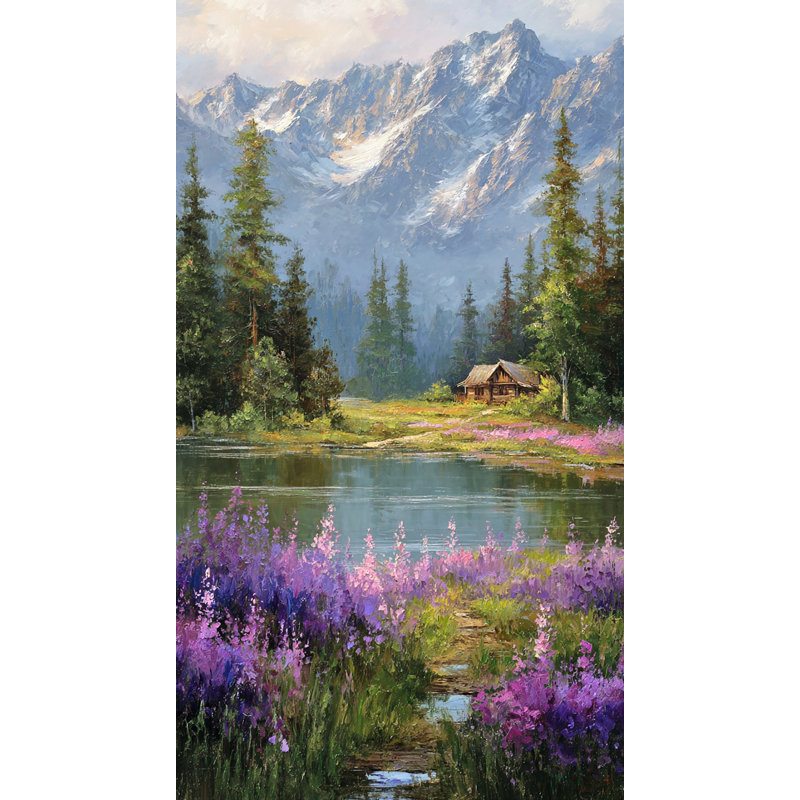 Art mural sur toile Mountain Cabin Serenity, H 36 po x l 20 po