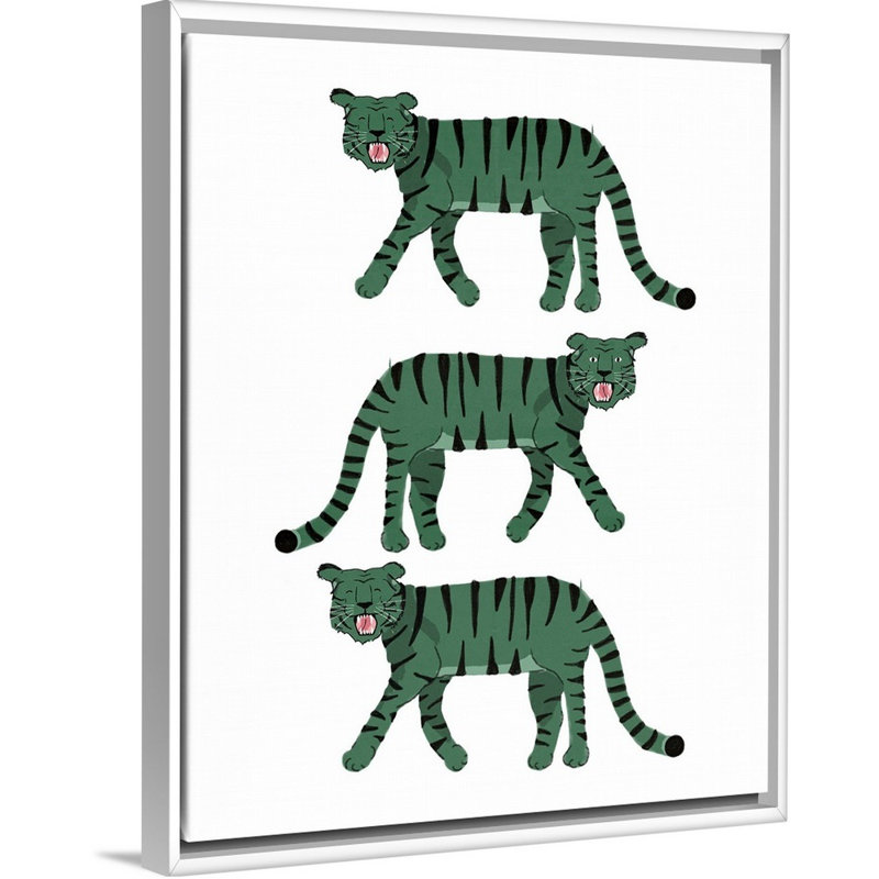 « tiger stack kids », art encadré, Cadre pour toile flottant blanc, H 30 po x l 24 po x P 1,2 po