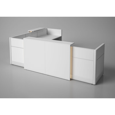 Nathanyl 2 Person L-Shaped Synthetic Laminate Reception Desk with Power Outlet