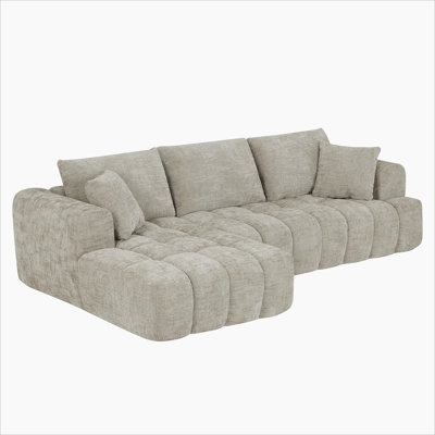 Chennova Modern Chenille Boneless Sectional Sofa with Tufted Design and Pocket Spring Structure