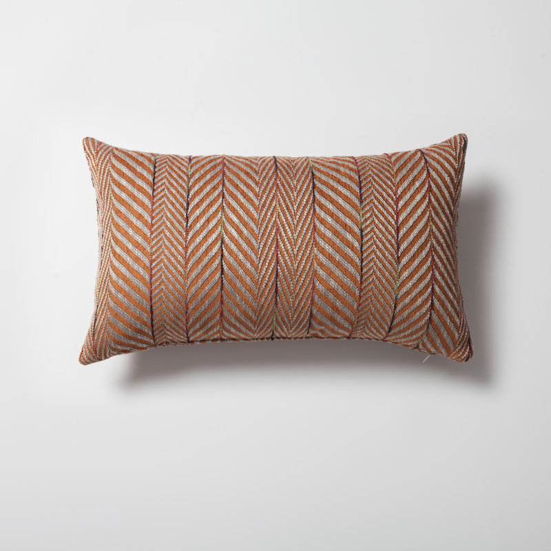 Brennon Chevron Rectangular Lumbar Cushion, Orange