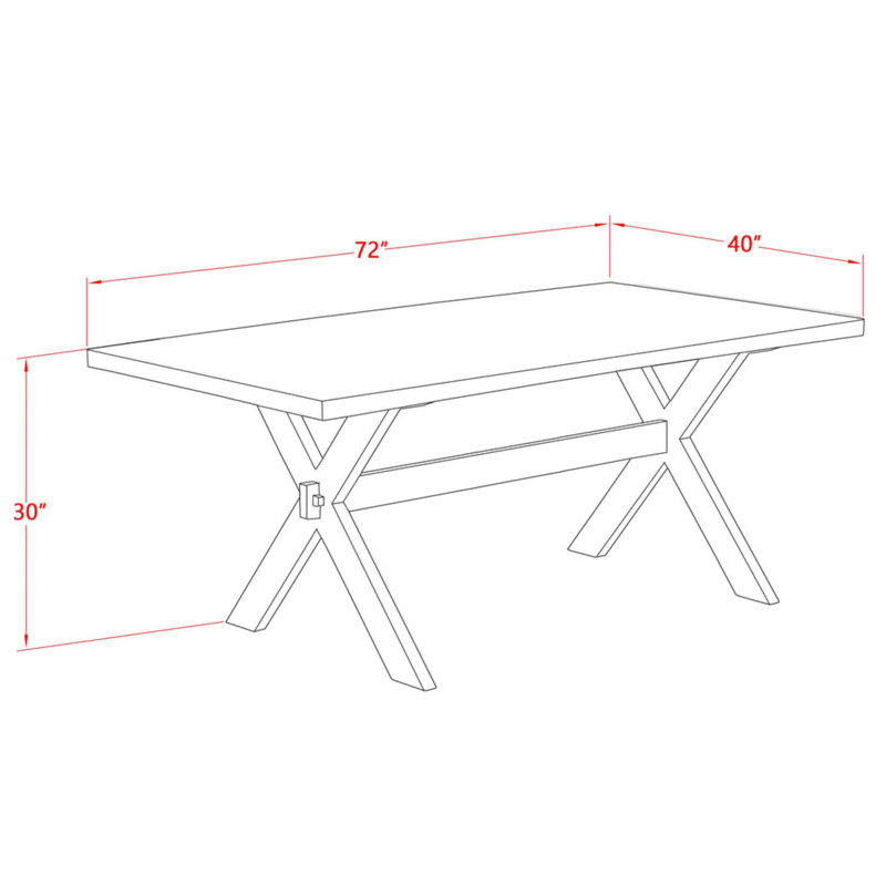 Ensemble de salle à manger moderne 7 pièces comprenant une table rectangulaire en bois avec pattes en X et 6 chaises de salle à manger Parson en tissu lin crème.