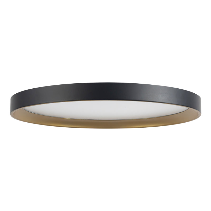 Nix 15-in Black dimmable LED Flush Mount, Matte Black/Gold