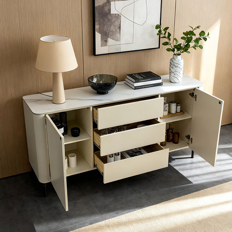 Luxury-Style Granite Panel Entryway Vanity Cabinet, 31.5" H x 55.11" W x 15.75" D
