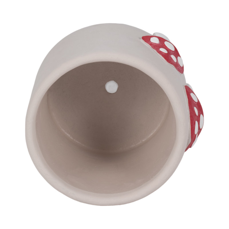 Sagebrook Home 6" Magic Mushroom Applique Planter, Red/White, 5" H x 6" W x 6" D