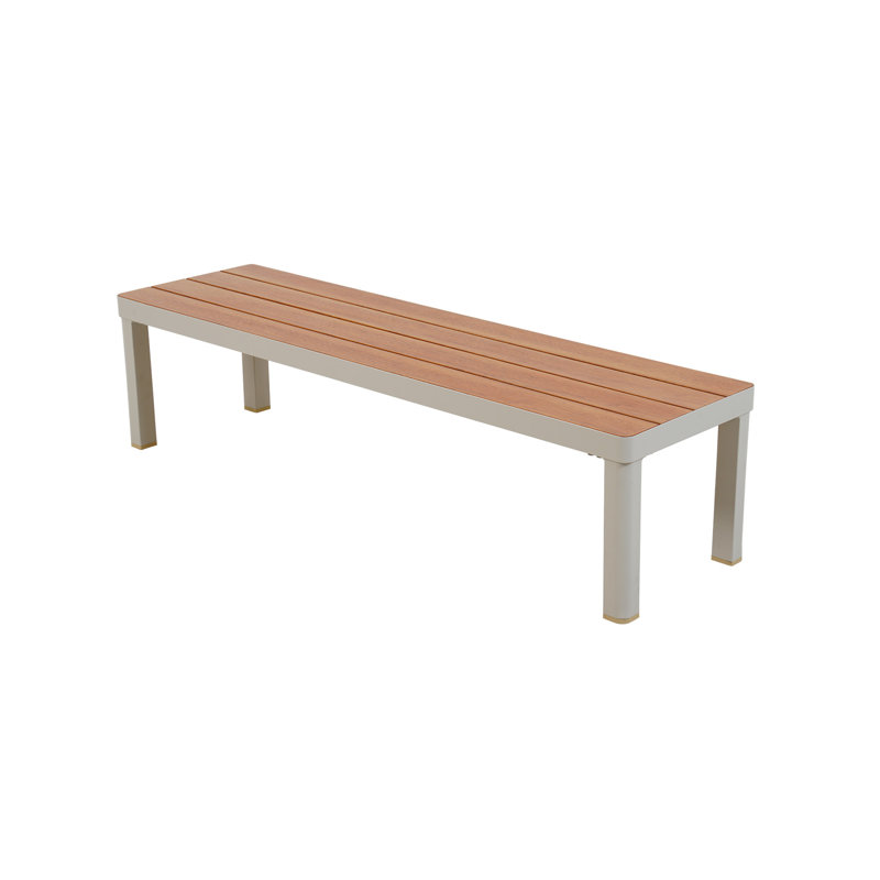 Yanali Modern Patio Aluminum Coffee Table with Teak-Look Woodgrain Finish