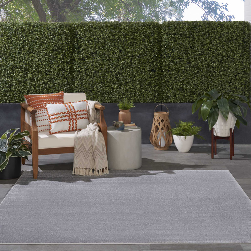 Tapis d'intérieur / extérieur argenté / gris Mullican Sandy, Carré 7 pi