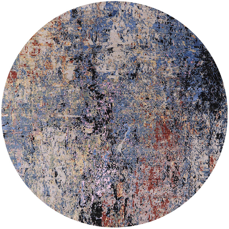 Tapis marocain tissé à la machine, Rond 8 pi