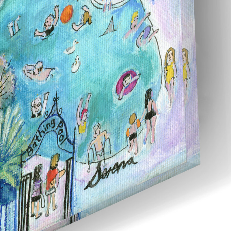  «Play In The Pool At Penzance» par Serena, art mural en verre acrylique, 16 po x 12 po