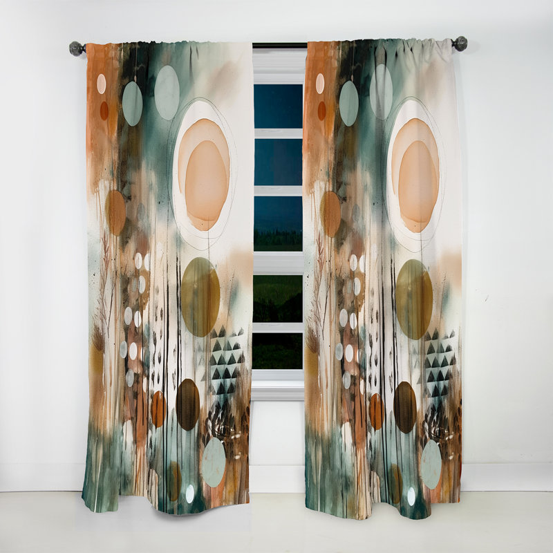 Onslow - Green And Brown Artistic Liberation I - Traditional Curtain - Velvet Room Darkening - 1 panel, 52" W x 90" L