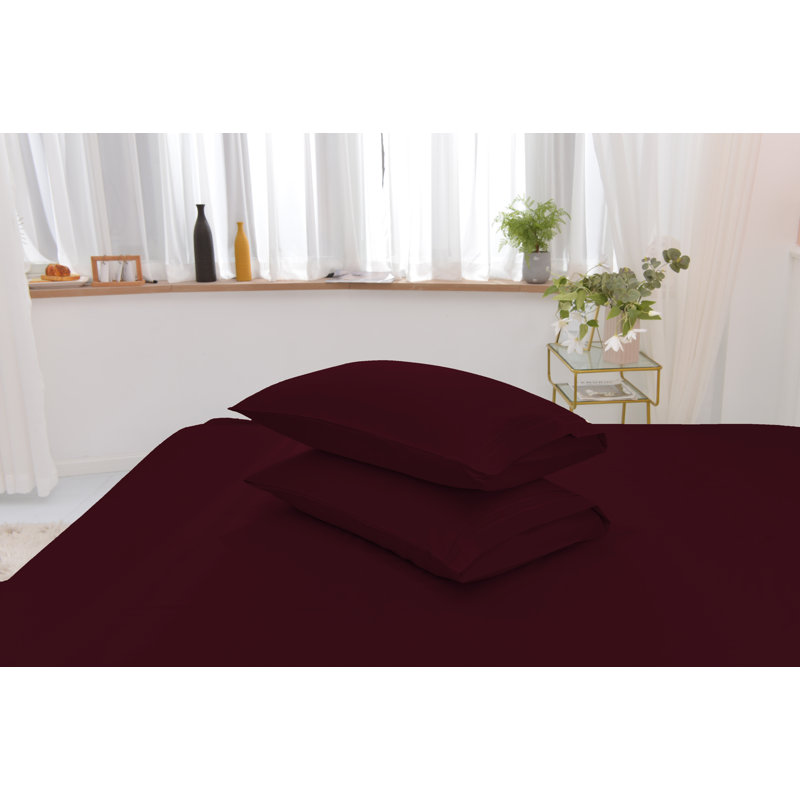 Ensemble de literie en rayonne de bambou, Aubergine, Ensemble de draps pour lit simple TG + un drap-hou