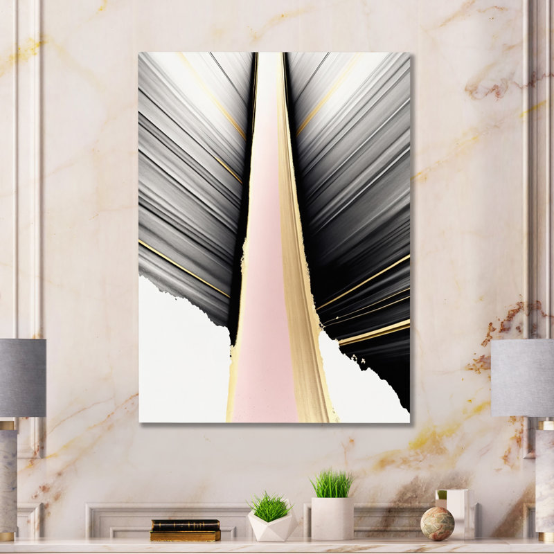«Minimalisme rose et doré», reproduction sur toile, H 32 po x l 16 po x P 1 po, Toile tendue