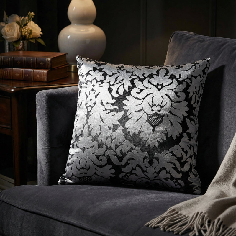  Damask Accent Throw Pillow, Silver