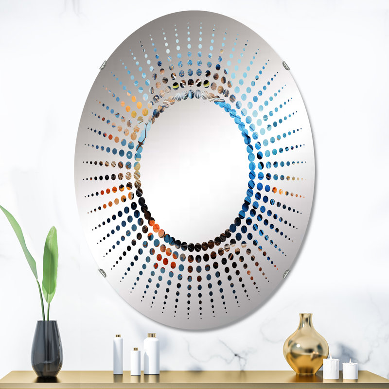 Blue Owls Moonlight Realm - Miroir décoratif Starburst | Ovale, 35,4 po x 23,6 po