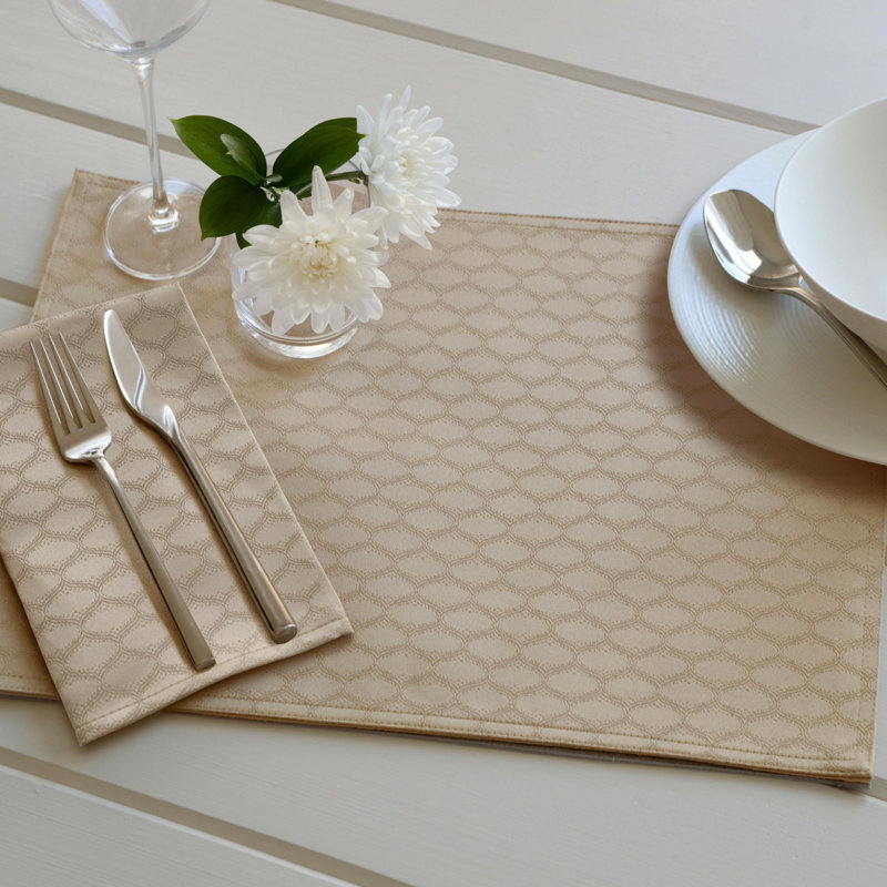 Lenox Olivia Reversible Placemats, Tan - 13"W x 18"L, Tan