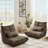 Swingle Soft Suede Floor Bean Bag Chair - Ergonomic Lazy Sofa Lounger with Lumbar Pillow for Living Room Bedroom-282134748