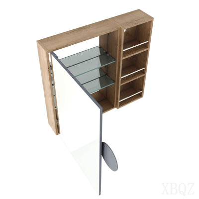 Armoire de toilette 29,63 po avec rangement, armoire à pharmacie murale avec porte miroir, tablettes en verre réglables, contreplaqué