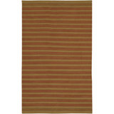 Marshayla Flatweave Wool Striped Area Rug in Green/Brown/Burgndy