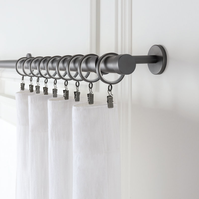 54" Matte Graphite Metal Wall Mounted Curtain Rod