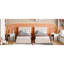 Lit très grand avec rangement hydraulique et tête de lit tapissier beige