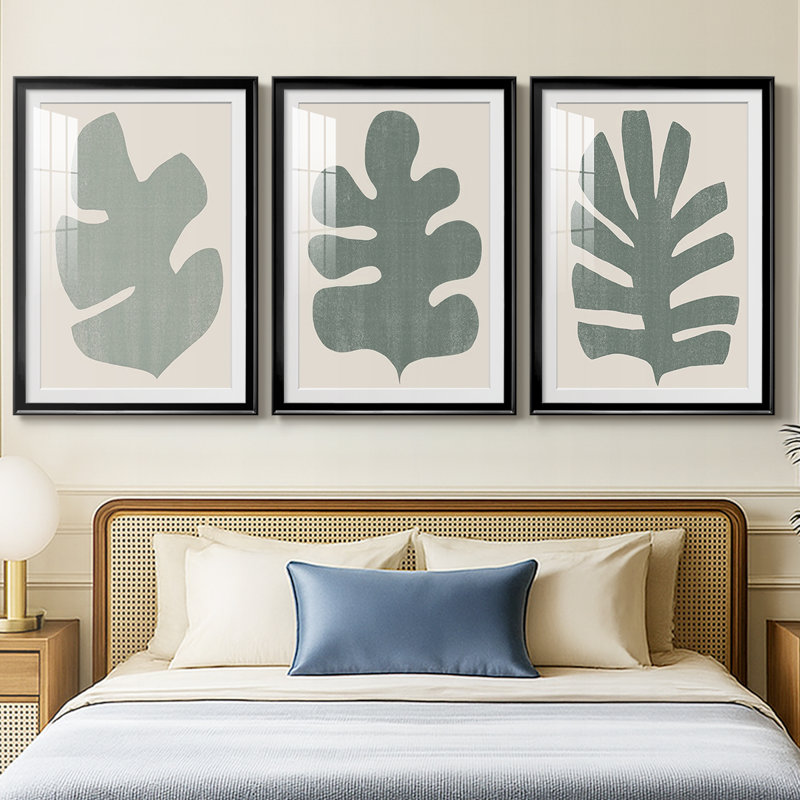 Palm Morph I - impression encadrée sur mesure de qualité supérieure mate - 3 pièces, H 21 po x l 30 po, Noir