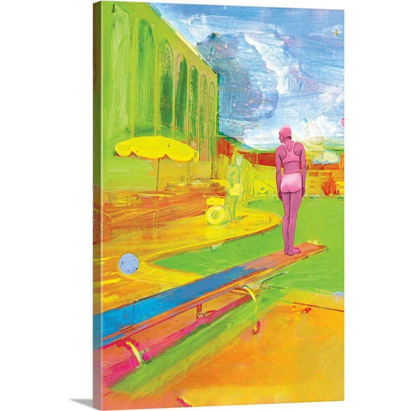 La piscine verte, 2016 - reproduction, H 18 po x l 12 po x P 1,25 po, Toile tendue