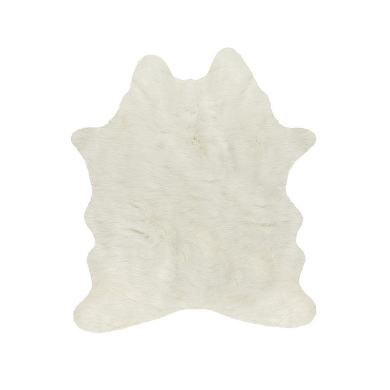 Shela Faux Cowhide White Area Rug, 5.25' x  7.5'