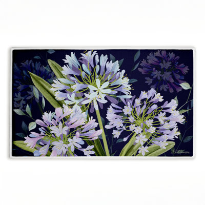 Midnight Garden Flowers Printed Plush Bath Mat and Bath Rug, design by Nicole Tamarin, 18"x30"
