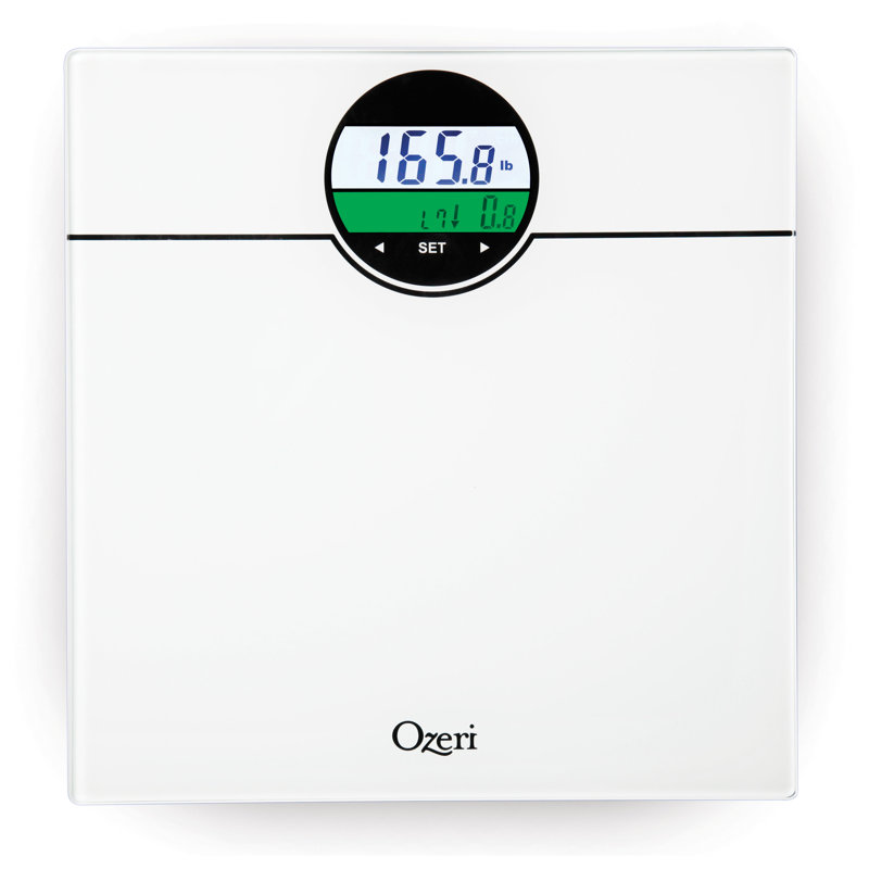 Pèse-personne numérique Ozeri 400 lb avec IMC et détection de changement de poids, Blanc