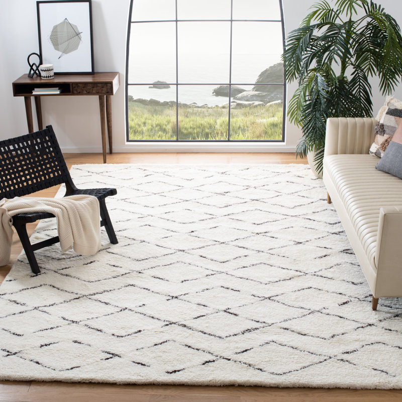 Tapis géométrique en laine et coton touffeté à la main Powell, Rectangulaire 8 pi x 10 pi