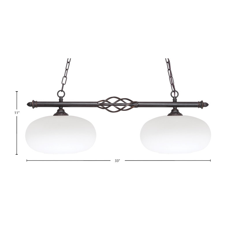 Elegante 2 Light Island Light With Glass, White