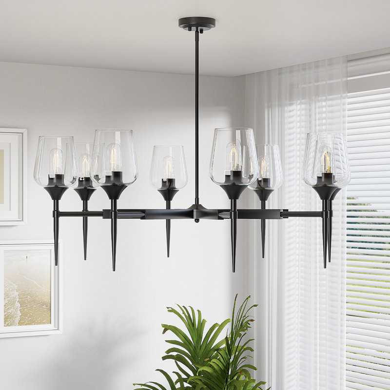 8 - Light Dimmable Classic Chandelier, Black