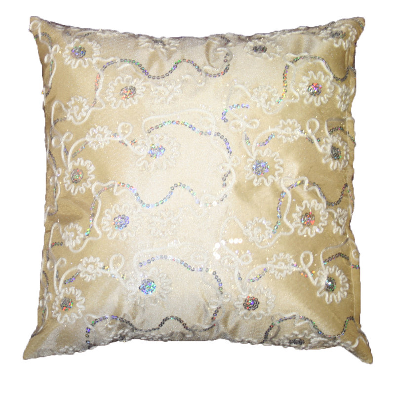 Crown Floral Reversible Throw Pillow, Ivory