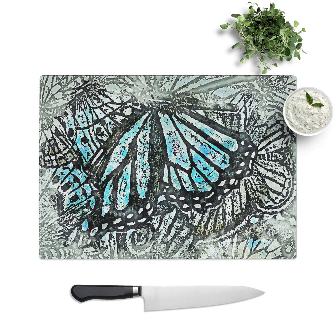 Tempered Glass the Blue Butterfly Effect in Abstract Chopping Board