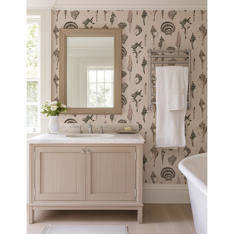 Sullivan’s Island Shells Serene Wallpaper by Megan Molten, Paper, Pink
